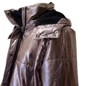 AVEC LES FILLES Metallic Silver/Blush Puffer Winter Coat~L